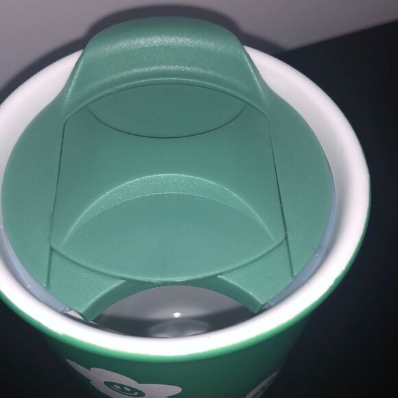 3/$15 Ceramic green and white flower smiley face coffee tea drink tumbler - Picture 4 of 6